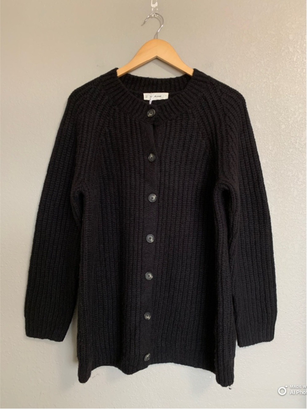 Everlane Black The Fisherman Cardigan in Cloud Size Small NWT Cozy Fall Winter - Picture 3 of 16